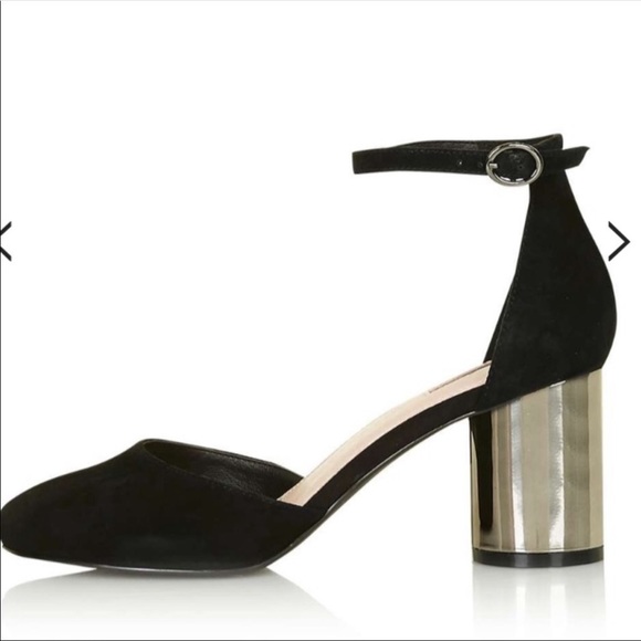 TopShop Jagga round toe‎ suede metallic block round heel size 8 NEW - Picture 2 of 7